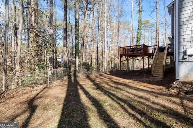 view of yard featuring a deck