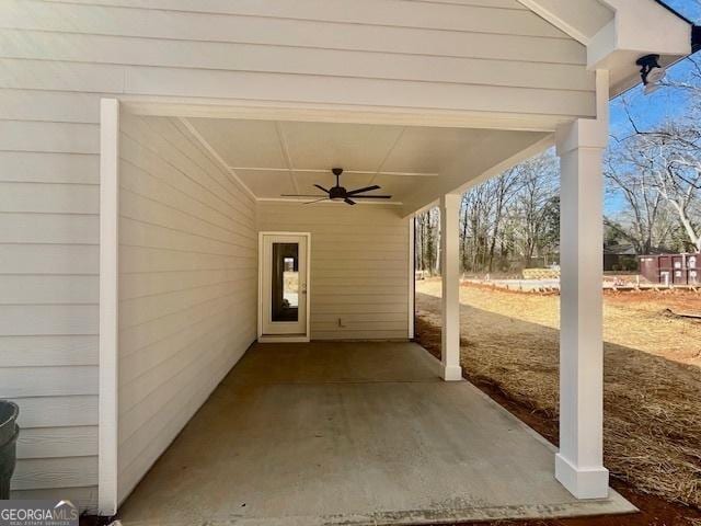 view of patio / terrace featuring ceiling fan