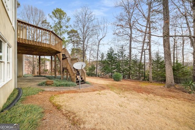 view of yard featuring a deck