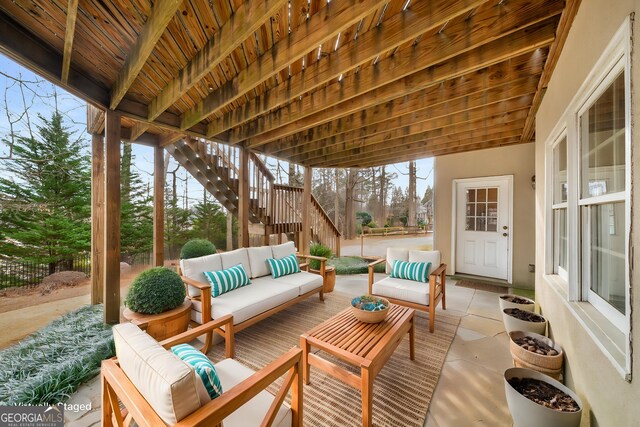 2290 Spencers Way, Stone Mountain, GA 30087 - view of patio with an outdoor hangout area and stairs