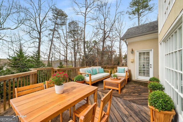 2290 Spencers Way, Stone Mountain, GA 30087 - wooden deck featuring an outdoor hangout area and outdoor dining space