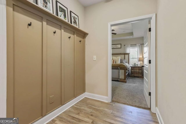 mudroom featuring light hardwood / wood-style flooring