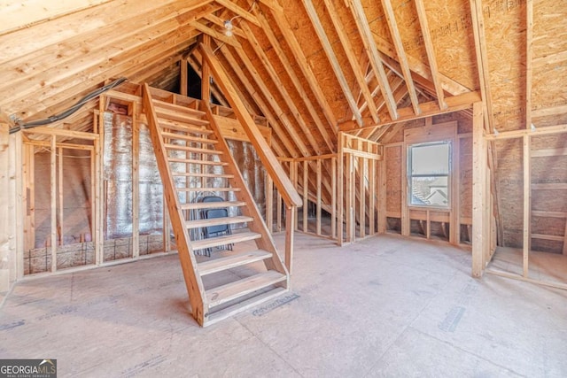 view of unfinished attic