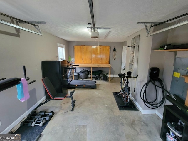 workout area with a textured ceiling