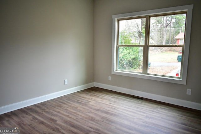 spare room featuring hardwood / wood-style floors and a wealth of natural light