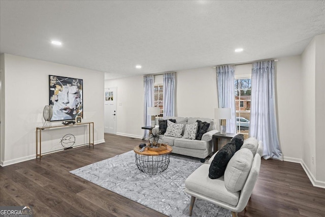 3308 Wildwood Dr SW, Marietta, GA 30060 - living room with baseboards, wood finished floors, and recessed lighting