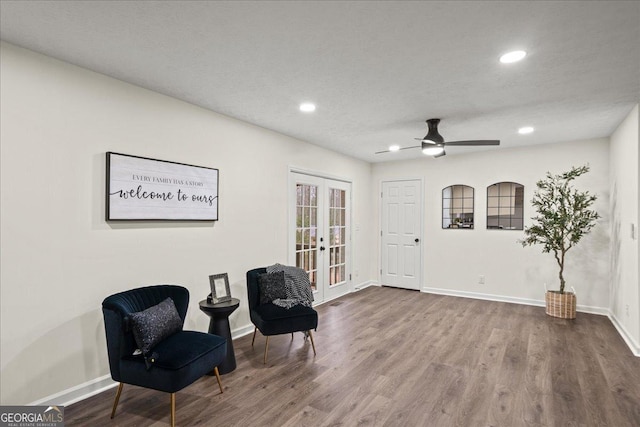 3308 Wildwood Dr SW, Marietta, GA 30060 - living area featuring baseboards, wood finished floors, french doors, and recessed lighting