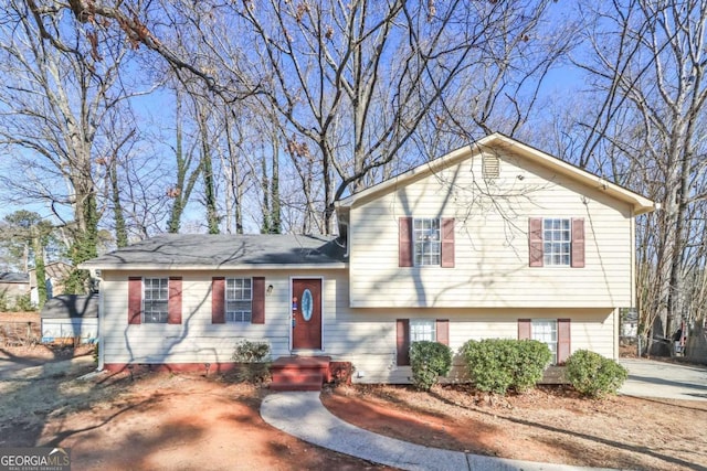 view of split level home