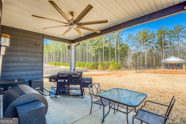 view of patio / terrace with ceiling fan