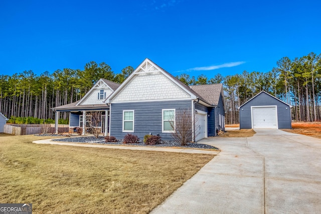 view of front of house with a front lawn and a porch