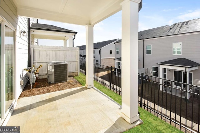 view of patio featuring central AC