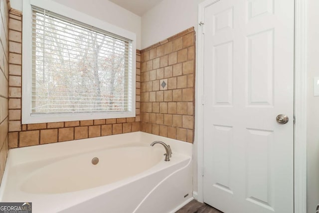 bathroom featuring plenty of natural light and a bathing tub