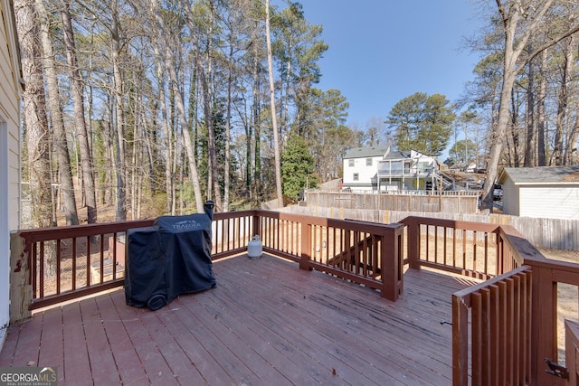 deck with area for grilling