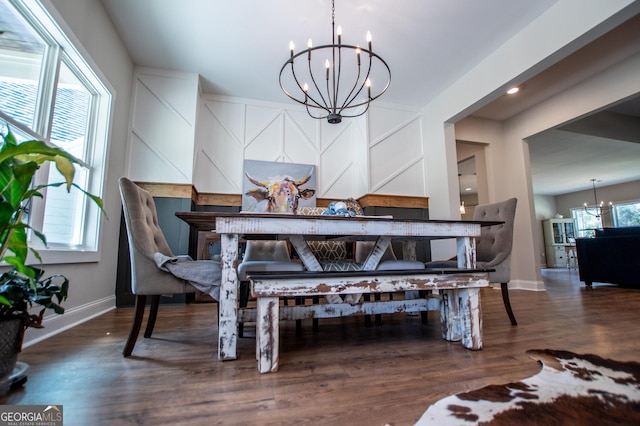 1291 Pleasant Grove Church Rd, Villa Rica, GA 30180 - dining room featuring dark hardwood / wood-style flooring and a chandelier