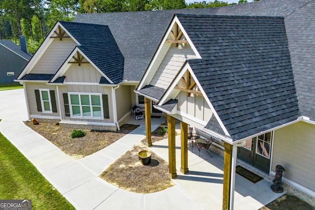 view of front of house with a patio area