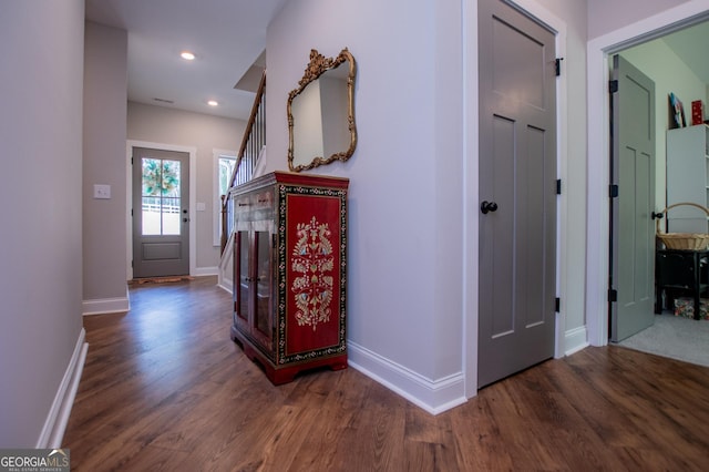 1291 Pleasant Grove Church Rd, Villa Rica, GA 30180 - hall with dark wood-type flooring