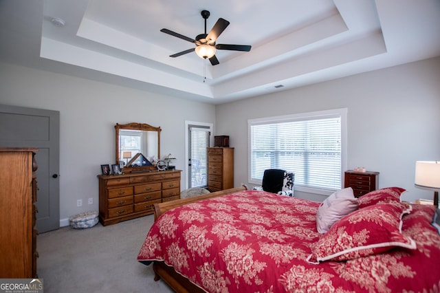1291 Pleasant Grove Church Rd, Villa Rica, GA 30180 - bedroom featuring a tray ceiling, carpet floors, and ceiling fan