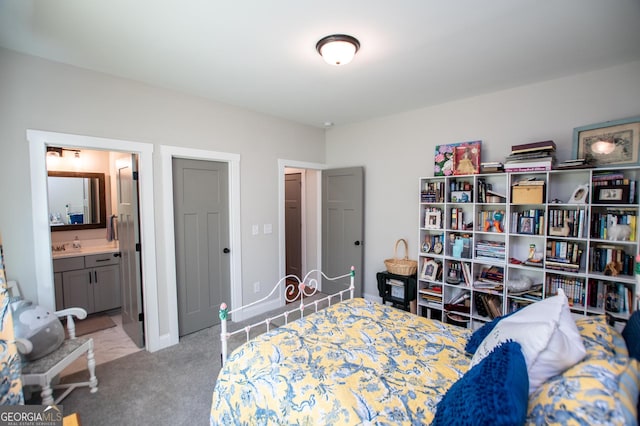 1291 Pleasant Grove Church Rd, Villa Rica, GA 30180 - bedroom with connected bathroom and light colored carpet