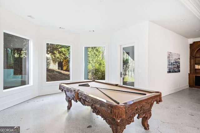 playroom featuring billiards