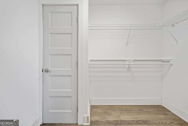 walk in closet featuring hardwood / wood-style flooring