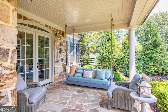 view of patio featuring french doors