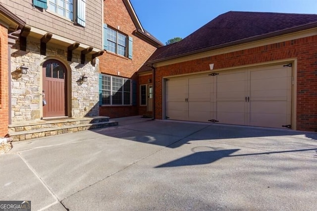 exterior space featuring a garage