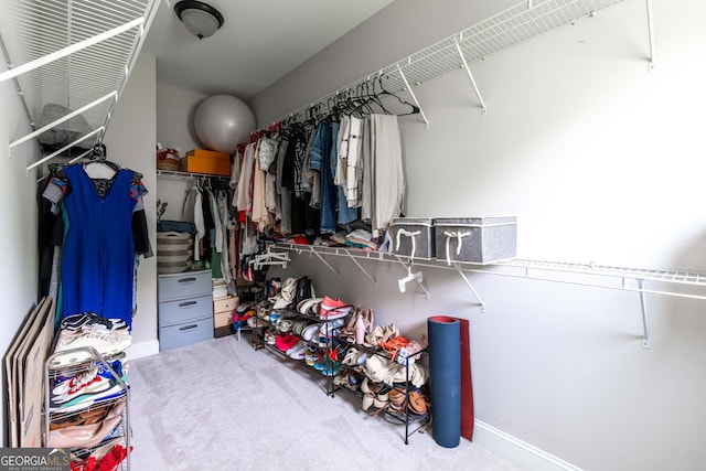 spacious closet with carpet floors