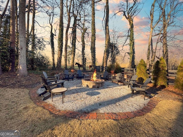 exterior space featuring a fire pit