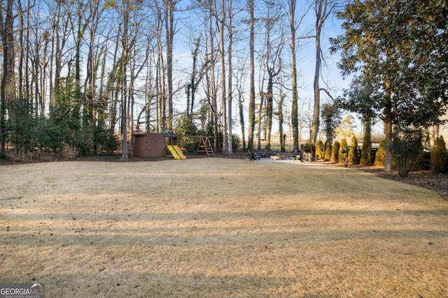 view of yard featuring a playground