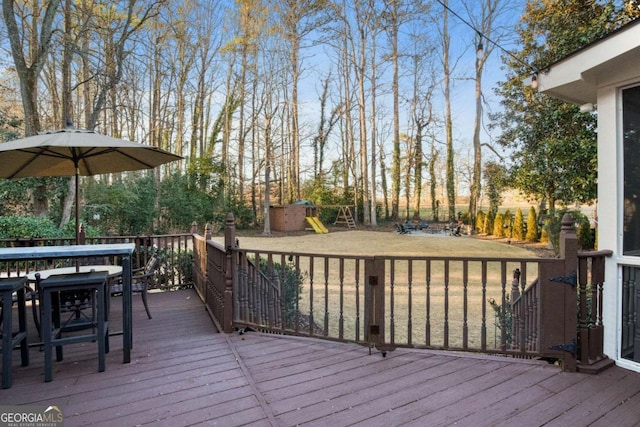 deck with a playground