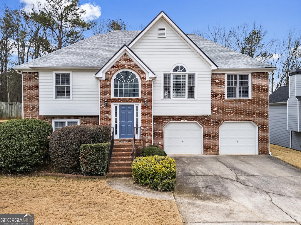 bi-level home with a garage