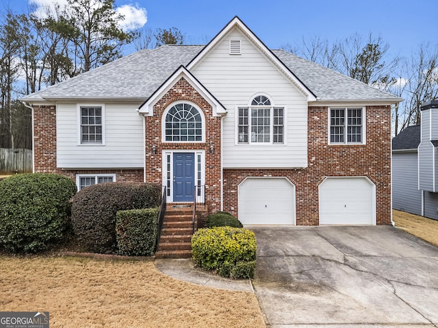 bi-level home with a garage