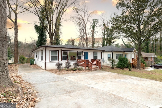 view of single story home