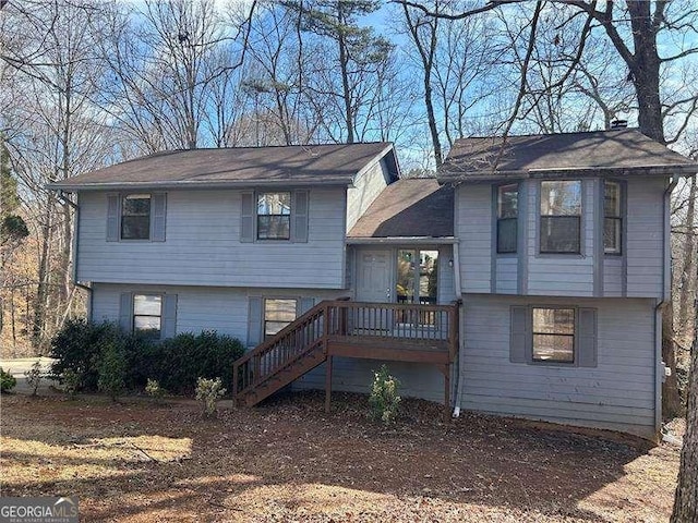 view of front of house with a deck