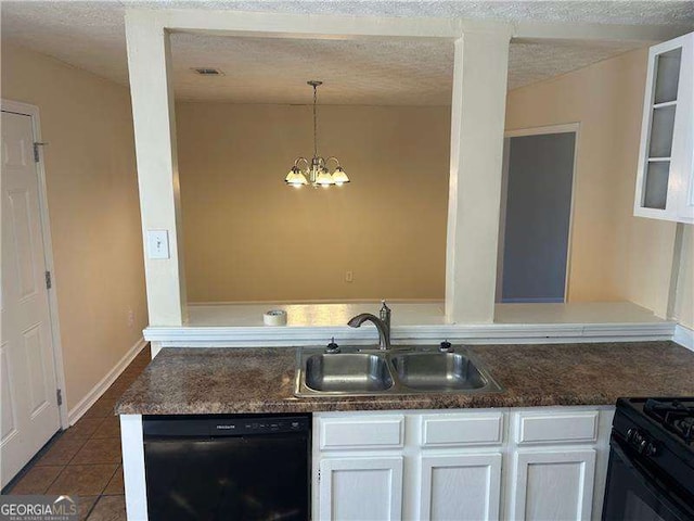 kitchen featuring white cabinets, sink, and black appliances