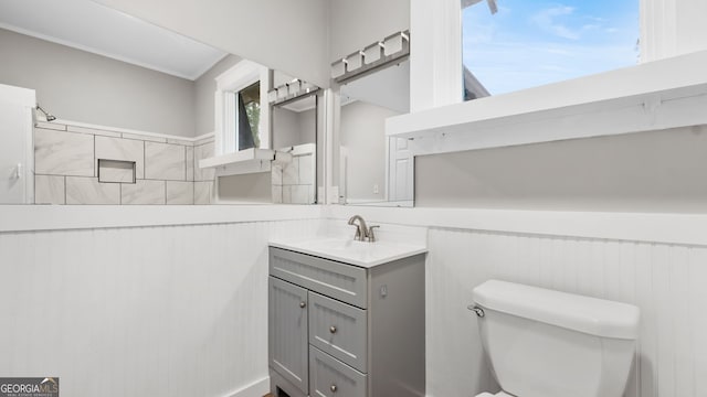 bathroom featuring vanity and toilet