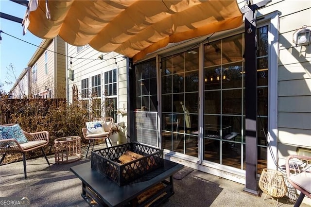 view of patio featuring a pergola