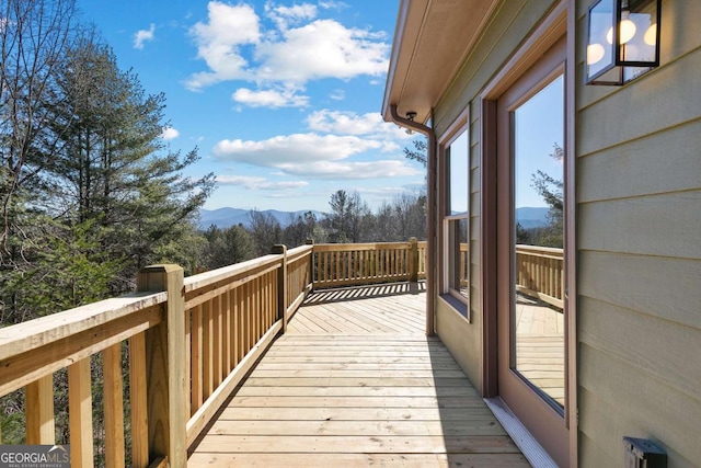 deck featuring a mountain view