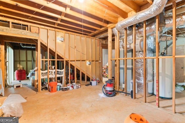 basement with gas water heater