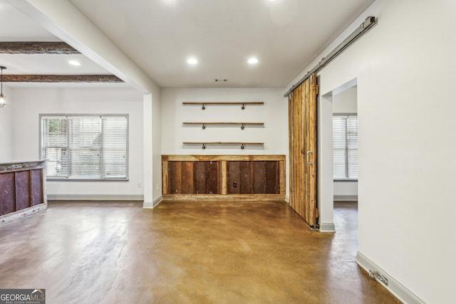 interior space with beam ceiling