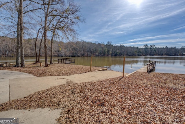 view of dock featuring a water view