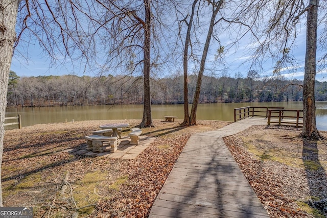 exterior space featuring a water view