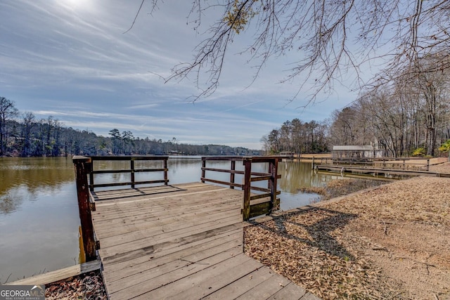 view of dock featuring a water view