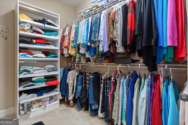 spacious closet with carpet floors