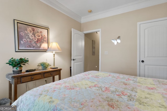 bedroom with ornamental molding