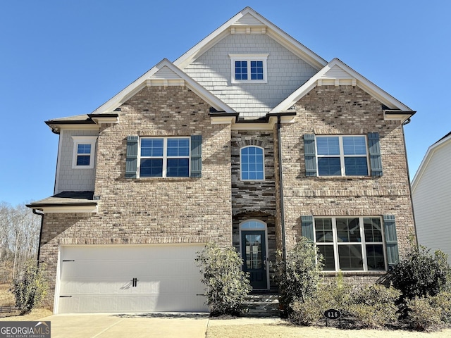 view of front of house with a garage