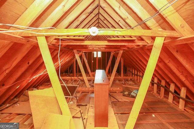 view of unfinished attic