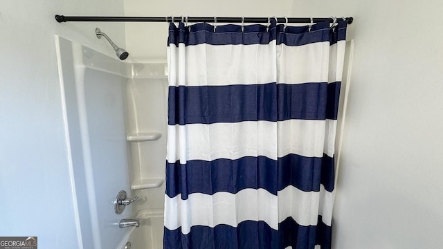 444 Agape Rd, Carrollton, GA 30116 - bathroom with shower / bath combo with shower curtain