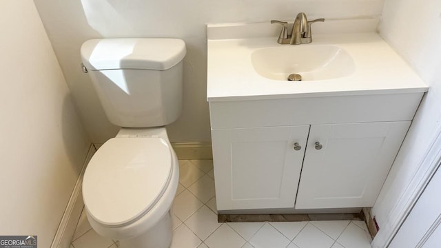 444 Agape Rd, Carrollton, GA 30116 - half bath featuring toilet, vanity, and tile patterned flooring