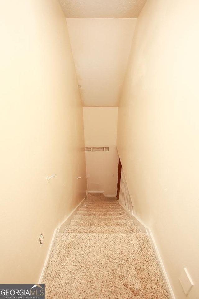 444 Agape Rd, Carrollton, GA 30116 - staircase with baseboards and carpet flooring